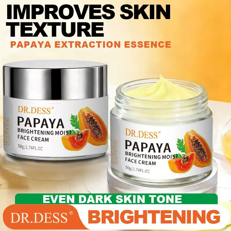 DR.DESS Papaya Brightening Moist Face Cream 50g Hydrates Brightens Fades Dark Spots Smooth Radiant Even-Toned Skin Daily Glow Moisturizer