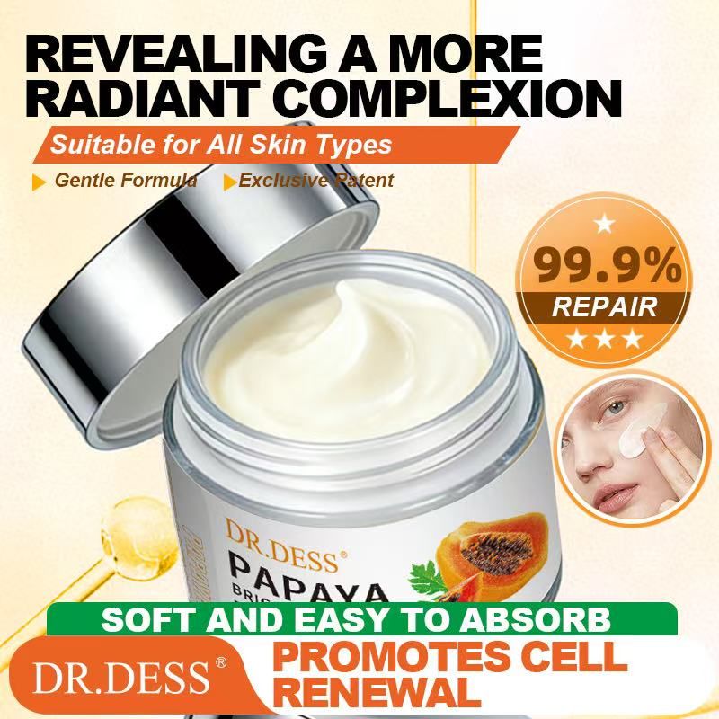 DR.DESS Papaya Brightening Moist Face Cream 50g Hydrates Brightens Fades Dark Spots Smooth Radiant Even-Toned Skin Daily Glow Moisturizer