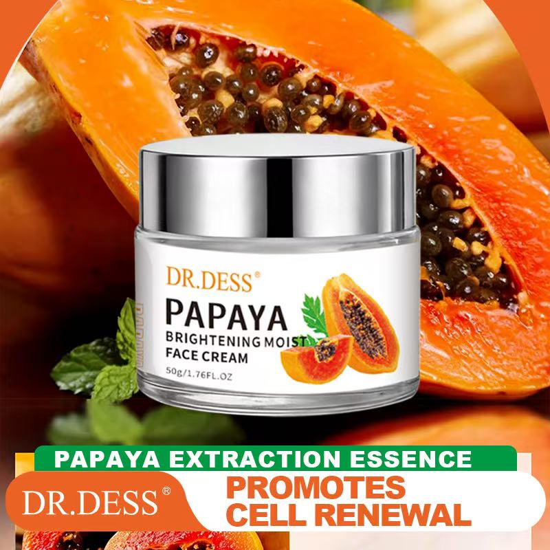 DR.DESS Papaya Brightening Moist Face Cream 50g Hydrates Brightens Fades Dark Spots Smooth Radiant Even-Toned Skin Daily Glow Moisturizer