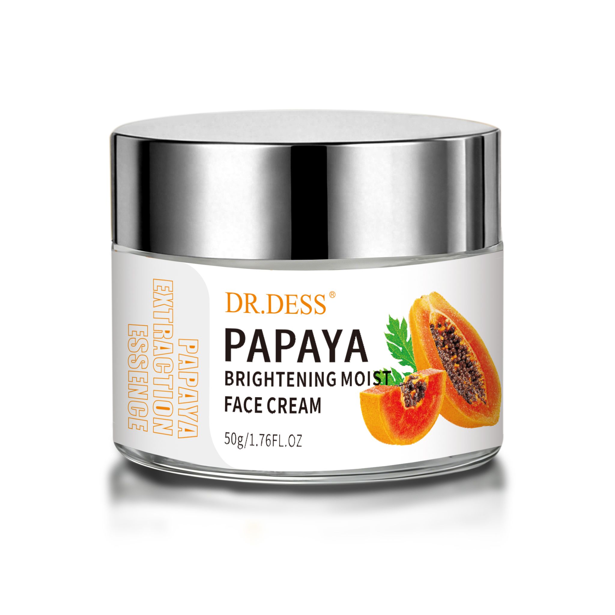 DR.DESS Papaya Brightening Moist Face Cream 50g Hydrates Brightens Fades Dark Spots Smooth Radiant Even-Toned Skin Daily Glow Moisturizer