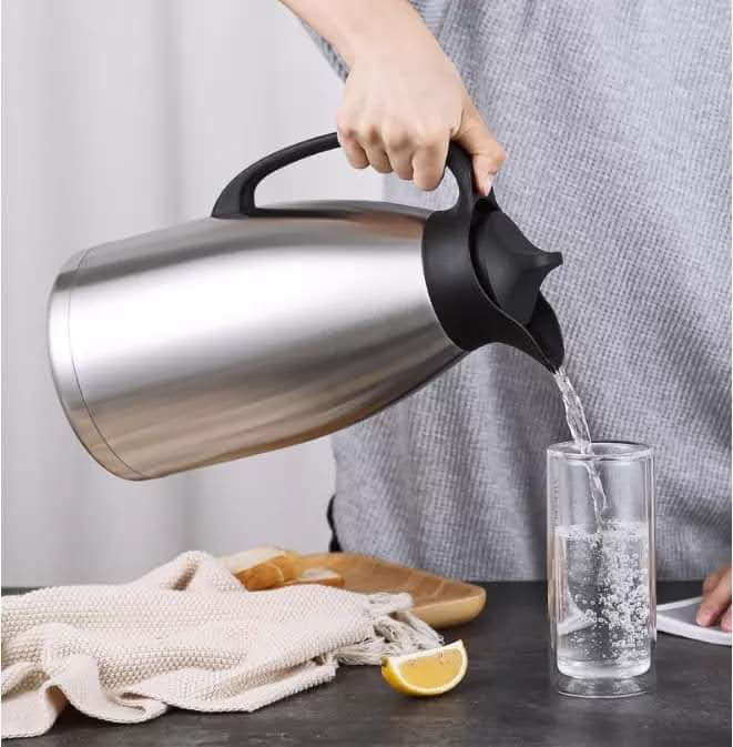 Thermal Coffee Carafe 2l Insulated Stainless Steel Double Wall Vacuum Thermos Thermal Flask Coffee Carafes Coffee Dispenser Keeping Coffee Water Tea Hot 12 Hours Cold 24 Hours (Silver)