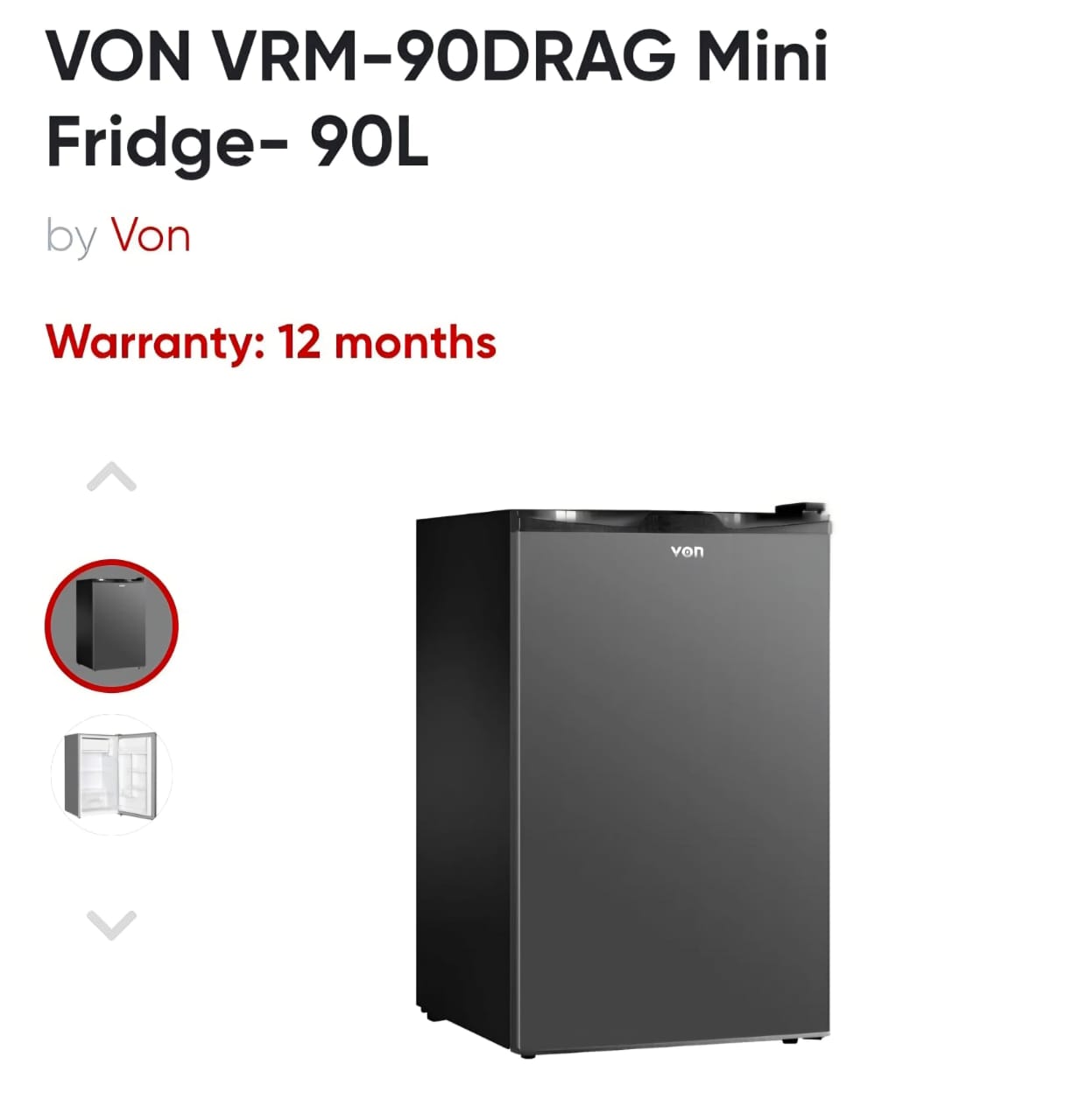 Fridge.Von Hotpoint VRM-90DRAG Mini Fridge- 90L