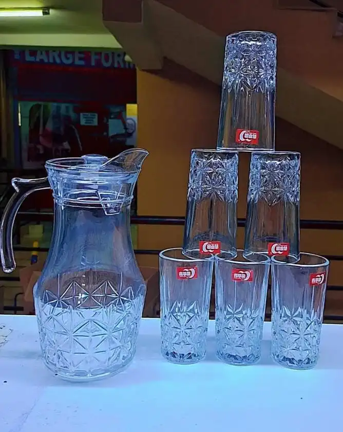 [ KILIMALL AMAZING OFFERS🤩🤩✨...DON'T MISS OUT !!! ]Deli glassware water sets6 pc glasses  280 ml 1.8 ltrs jug
