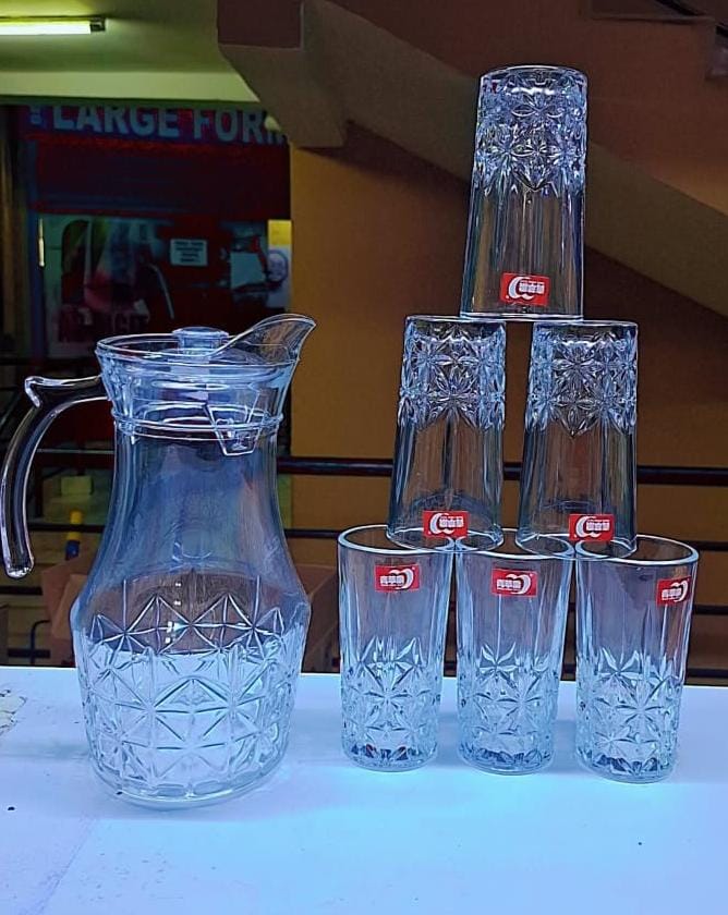 [ KILIMALL AMAZING OFFERS🤩🤩✨...DON'T MISS OUT !!! ]Deli glassware water sets6 pc glasses  280 ml 1.8 ltrs jug