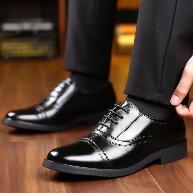 Retro brogue oxford shoes mens pure leather formal business lace up wedding or official shoes