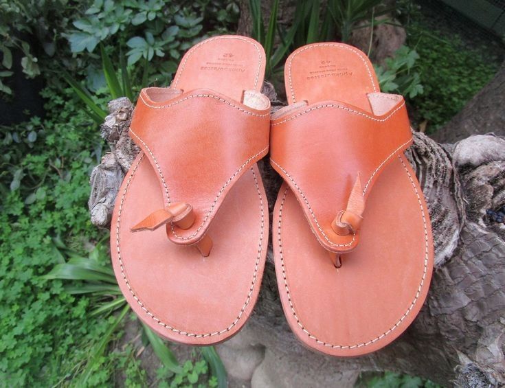 Mens sandals flipflops genuine leather for beach driving or taking walks, worn with shorts or trousers comfortable Jerusalem sandals