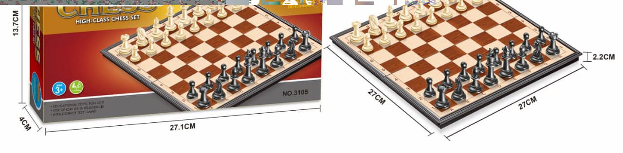 HIGH CLASS CHESS SET BOARD GAMEFoldable chessboard, small and lightweight, can be carried around. Each chess piece has an independent storage slot, which is stored neatly and is not easy to lose.

Mad