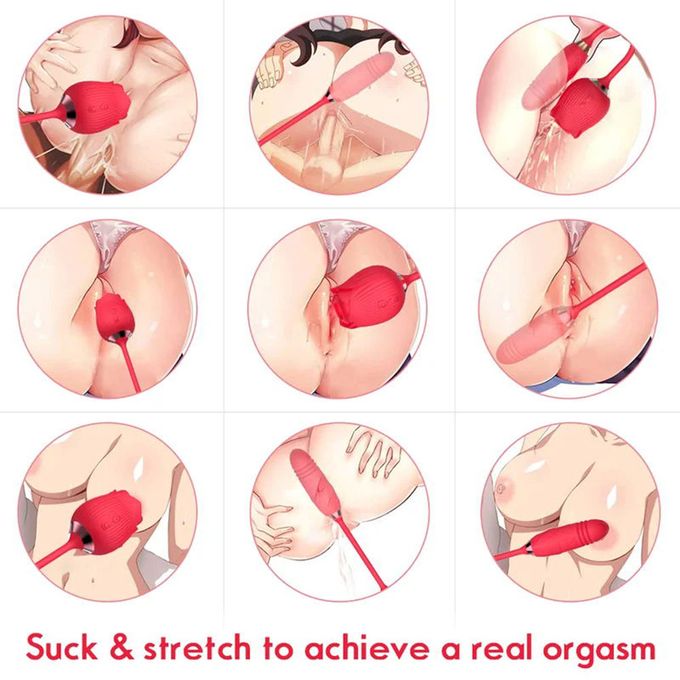 2 in 1 Rose Adult Sex Toys Clitoral Tongue Licking G spot Vibrator Dildo for women view 4