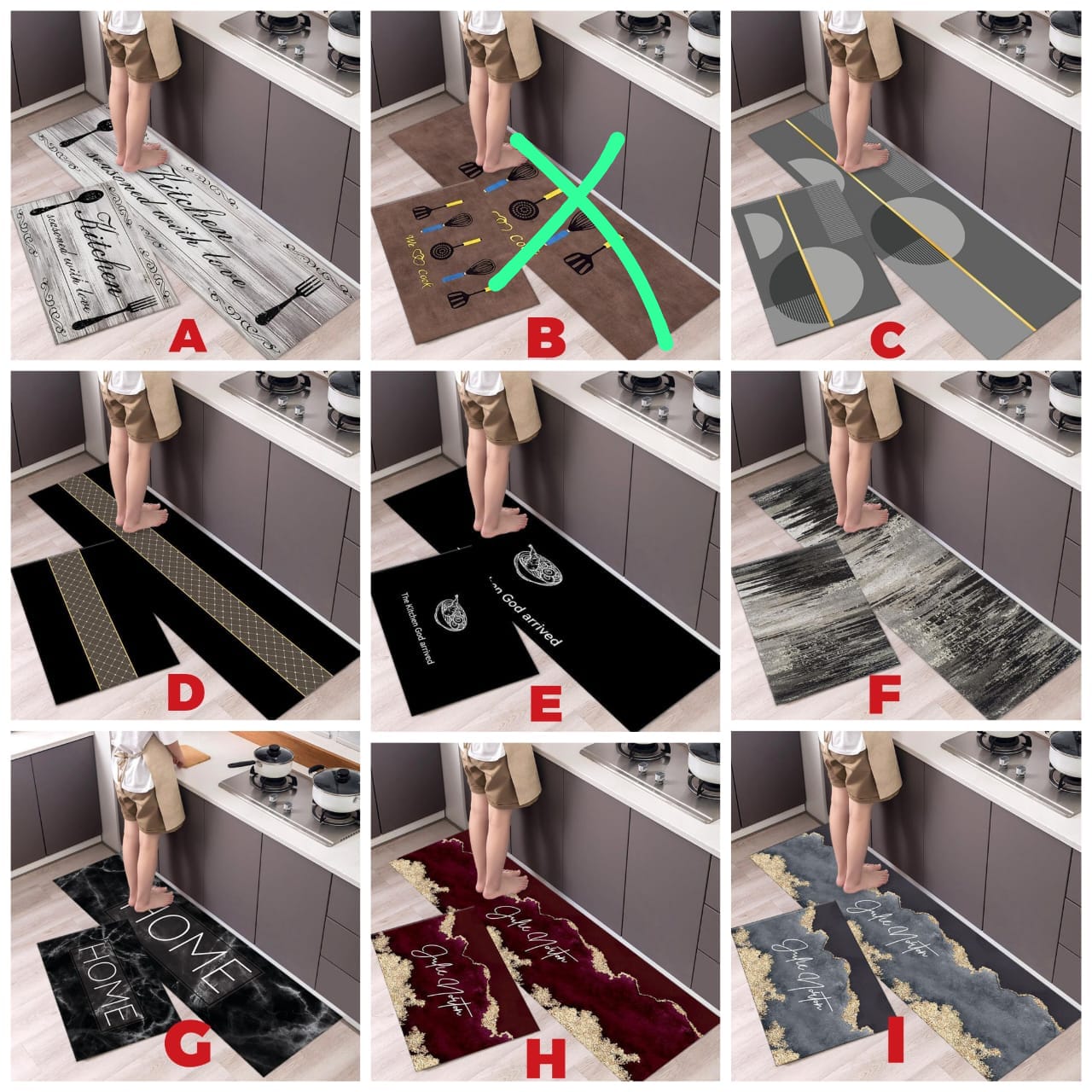 2 Pieces Kitchen Rug Set 160cm Long Non Slip Kitchen Mat Rubber Backing Mat Throw Rug for Kitchen Doormat Runner Rug Set Floor Carpet Household Carpet Home Decor