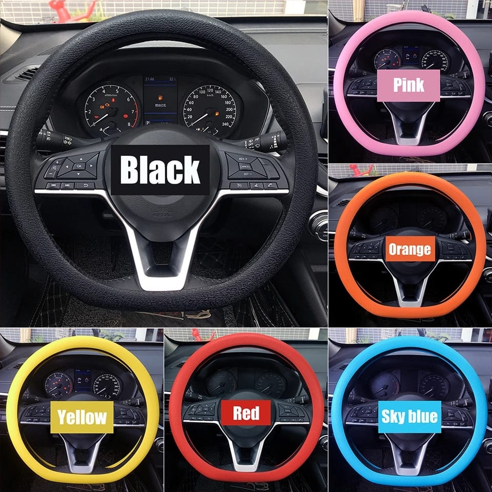 Non-Slip Silicone Steering Wheel Cover Car Steering Wheel Cover For Diameter 37-38cm Automotive Geometric Pattern