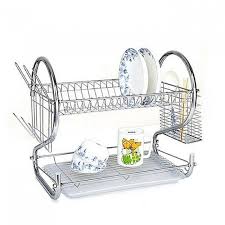 Experience Quality ✔️Metallic 2 Layer/Tier Dishrack - STAINLESS STEEL- Quality.elegant.
2 tiers dish drainer is one of the best-looking designs available in the market.
It comes with a plastic drip tr