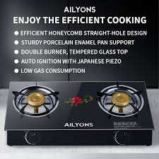 ⭕️Cook To Perfection ⭕️AILYONS GS014-5, 2 Burner Glass Top Gas Cooker & Infrared Double Burner.Tempered Glass Surface
Auto Ignition with piezo
Whirlwind burner for more durability and efficiency
Exqui