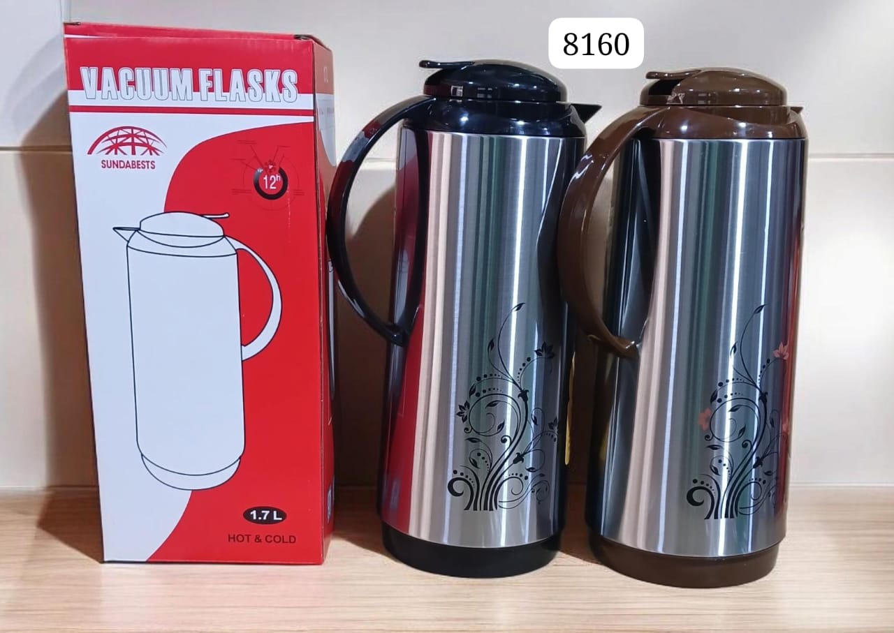 1.7ltrs stainless vaccum flask. Made from high quality stainless steel.

* Vacuum technology enables to keep liquid hot/cold for longer duration.

* Wide mouth permits easy cleaning.

* Water bottles