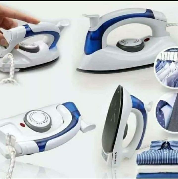 🌹

🧏🏻‍♀️ On offer 🧏🏻‍♀️Sokany Foldable Electrical Steam Travel Iron Box - White/Blue.Multifunctional for Steam or Dry Iron choosing. 
Variable temperature settings with dial temperature control (