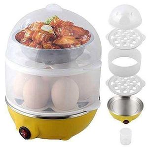 Double Layer Electric Eggs Boiler , Egg Poacher, Egg Cooker Steamer - 14 Slots. Stainless steel flat heating plate, easy to wash Safe automatic power turn-off and over-temperature protection functions