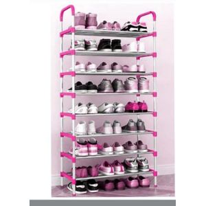 Portable Shoe Rack 26 Pairs 8 Layer, Organizer Aluminum Metal Standing Shoe Rack, DIY Shoes Storage Shelf Home Organizer