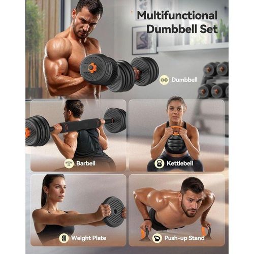 ☑️✔️✨️30kg- 6 In 1 Multifunctional Adjustable Dumbbells, Kettle Bell Weights Set With Connector, Used As Dumbbells,Barbell, Kettlebells, Roller,Push Up Stand, Weight Plate, Fitness