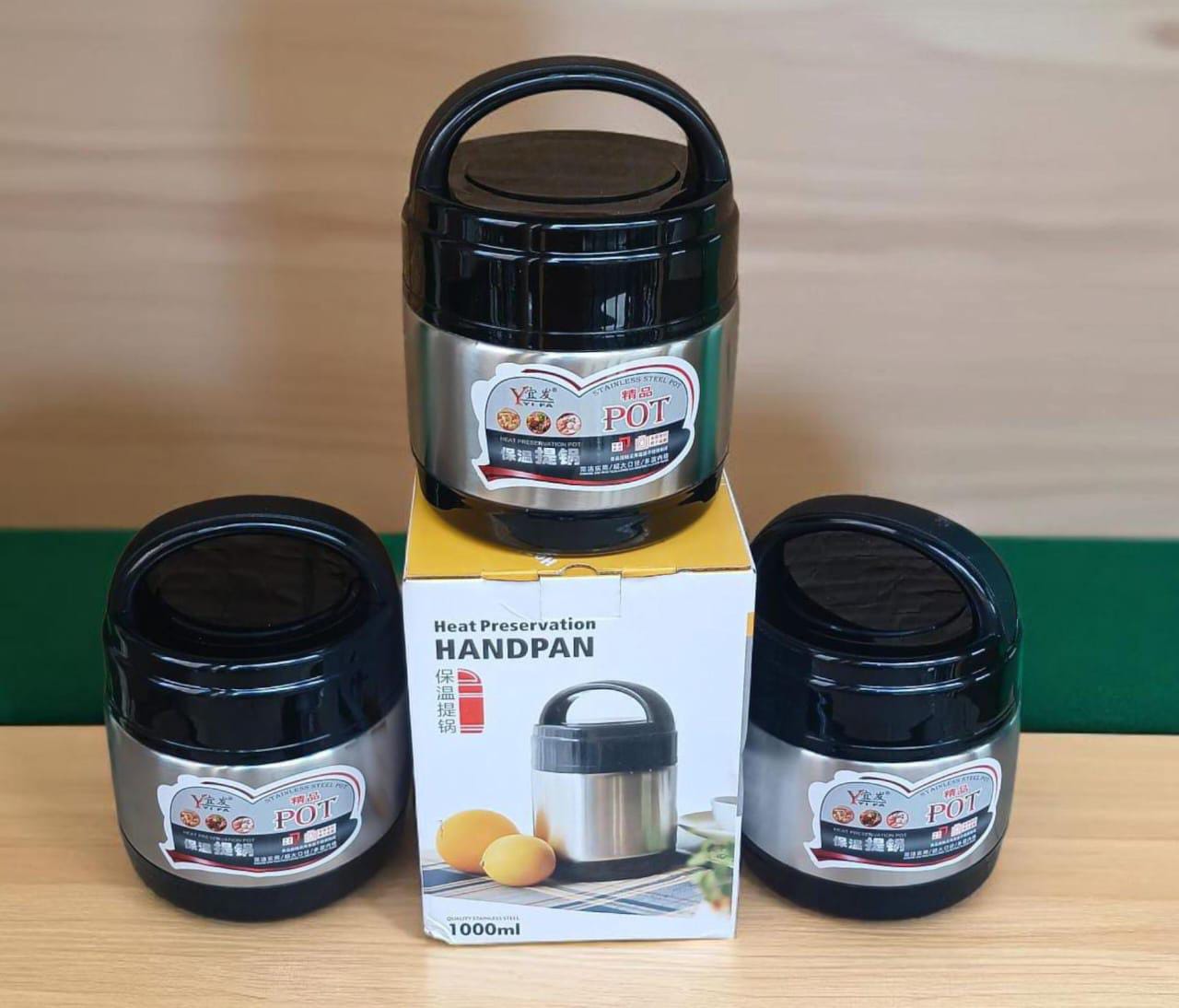 Handpan Stainless Steel Lunch Box,1400ml/1000ml.Insulated Food Flask - Double wall vacuum insulation technology keeps your healthy, homemade delicious lunches, soups and snacks hot for up to 12 hours