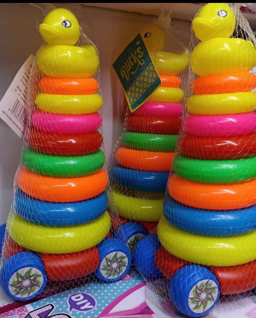 Rainbow Ring Tower Blocks Early Educational Toy for Kids.The toy is made of plastic and can be used in water as bath toys (eg. pool, bathtub). The stacker teaches size and sequence as baby learns to p