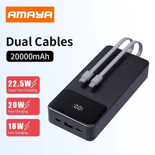 Amaya APW-13 power bank 20000mAh 22.5W super fast charging with 2 lines,can charge upto 4 phones at ago