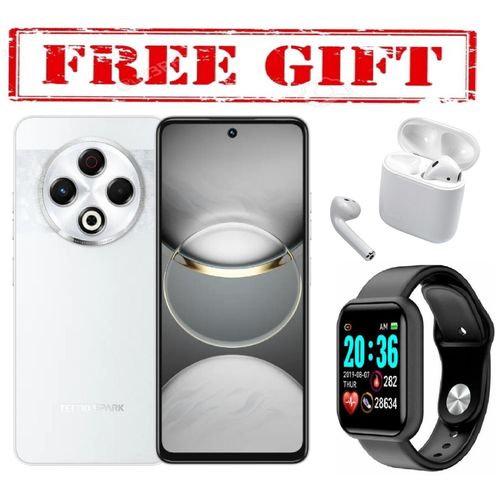 Tecno Spark 30, 6.6'' Display, 8 GB RAM (Up to 16GB RAM)+128GB ROM - Dual Sim - 50MP - 5000mAh - Android 14 COMES WITH FREE GIFTS ( AIR PODS +SMART WATCH) FOR YOU