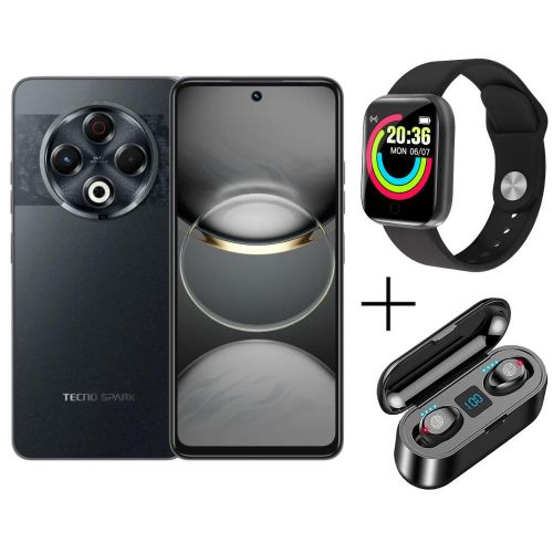 Tecno Spark 30, 6.6'' Display, 8 GB RAM (Up to 16GB RAM)+128GB ROM - Dual Sim - 50MP - 5000mAh - Android 14 COMES WITH FREE GIFTS ( AIR PODS +SMART WATCH) FOR YOU