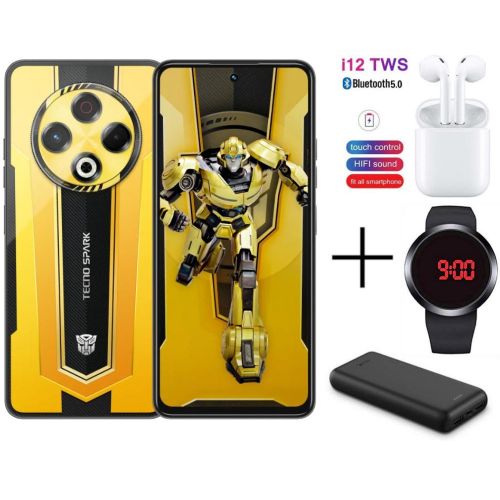 Limited Edition!! TECNO SPARK 30 TRANSFORMERS BUMBLEBEE 256GB +8(4+4)GB 120Hz 6.6" Dynamic Port 50MP Dual Speakers 7.8mm Ultra Slim 5000mAh 18W Type-C Dual SIM 4G Smart Phones Side Fingerprint phone