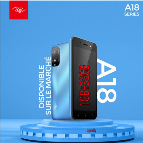 (OFFER) ORIGINAL ITEL A18 5.0" SCREEN DISPLAY FACE UNLOCK DURABLE BATTERY 2400 MAH 32GB ROM+1GB RAM DUAL SIM SMART PHONE SELFIE CAMERA 3G NETWORK SIM