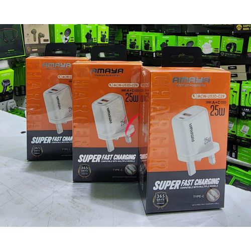 Amaya ACW-U52S-C29 25W super fast chargers ,can charge all brands with a very faster rate ,compatible with multiple models