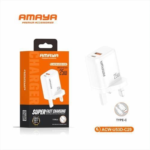 Amaya ACW-U52S-C29 25W super fast chargers ,can charge all brands with a very faster rate ,compatible with multiple models