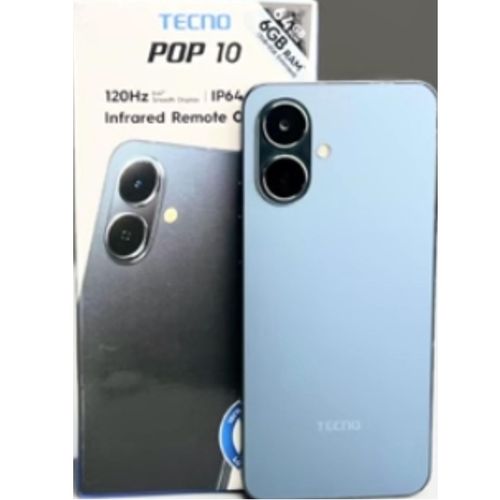 Tecno POP 10 64GB ROM + 6GB RAM (3+3GB EXTENDED)6.67 inch FHD 5000mAh Battery 13MP Main Camera Dual SIM 4.5G FAST NETWORK Android 15 (Go Edition) Mobile Phones Smartphone