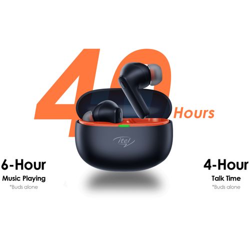 Itel Buds Ace in Ear TWS Earbuds with 40H Playtime, Quad Mic ENC, IPX5, 10MM Bass Boost Drivers,BT Version 5.3, Fast Charging