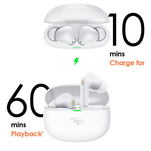 Itel Buds Ace in Ear TWS Earbuds with 40H Playtime, Quad Mic ENC, IPX5, 10MM Bass Boost Drivers,BT Version 5.3, Fast Charging