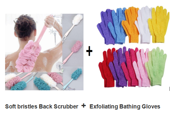Bathing gloves Back scrubber soft bristle back scrubber and exfoliating bathing gloves for better skin care exfoliating bathing gloves back scrubber for bath shower bathroom use,face wash body wash