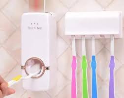 Automatic Toothpaste Dispenser Wall Mount Bathroom Accessories Toothpaste Squeezer Toothbrush Holder Toothpaste Storage