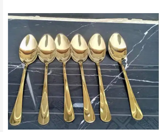 6-Pieces Premium Gold Stainless Steel Spoons Set – Elegant, Rust-Resistant Cutlery for Dining, Dessert & Daily Use