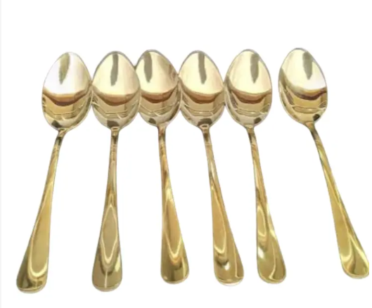 6-Pieces Premium Gold Stainless Steel Spoons Set – Elegant, Rust-Resistant Cutlery for Dining, Dessert & Daily Use