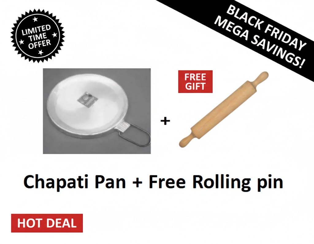 Heavy Duty Chapati Pan FOR PANCAKES AND CHAPATI PAN FOR KITCHEN  +  Wooden Rolling Pin / Dough Roller Roti roller chapati roller