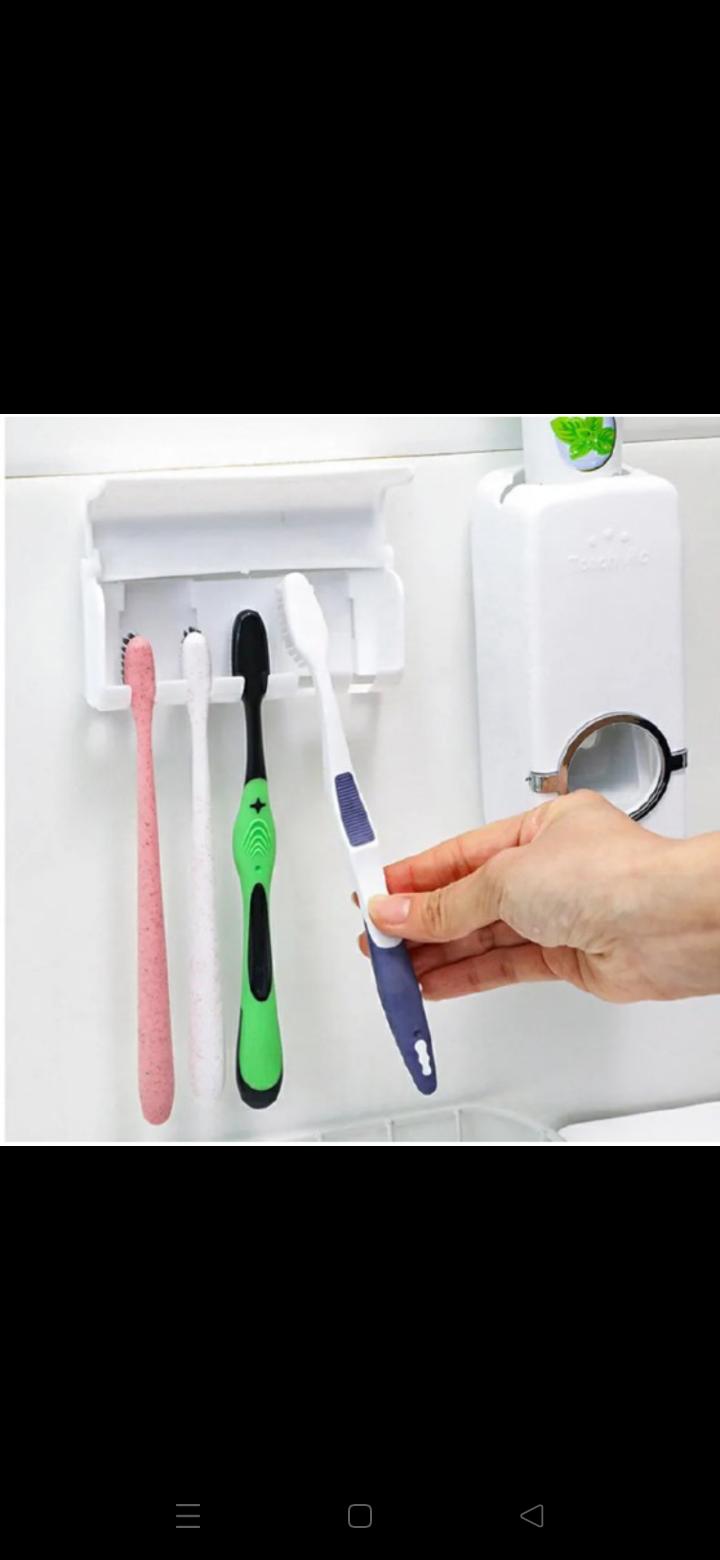 Automatic toothpaste Dispenser wall mount Bathroom accessories Toothpaste squezer and Tooth Brush holder storage