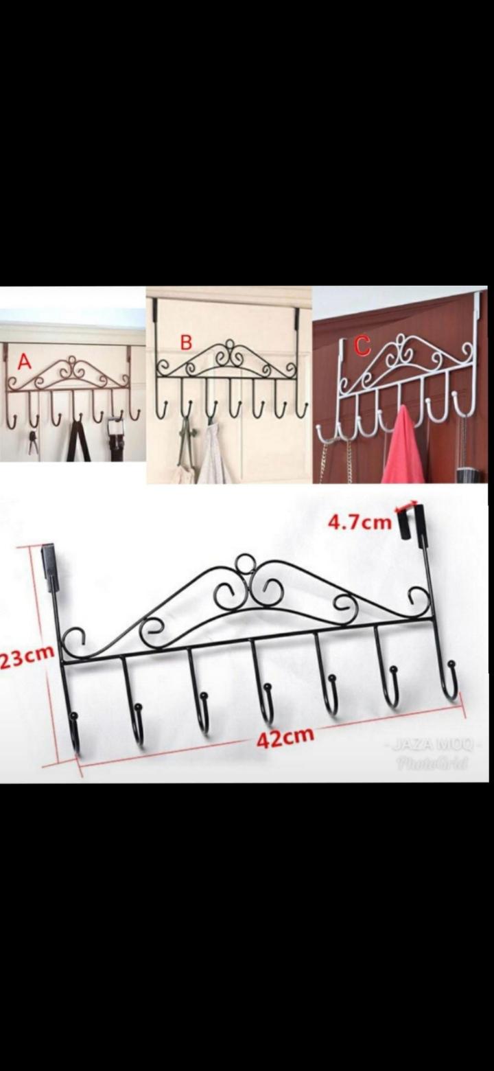 Over the Door hanger punch free clothes hat bag hook for Kitchen Bathroom Towel Hook Key holder metal hanger with 7 hooks