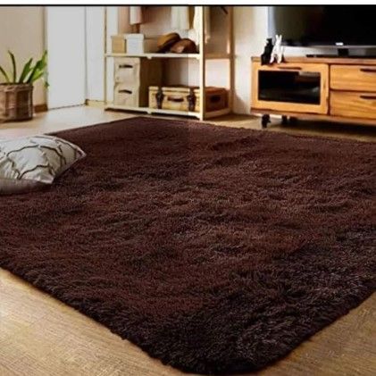 Plain Brown fluffy 5*8 carpets , home and Living Area Rug home decor
