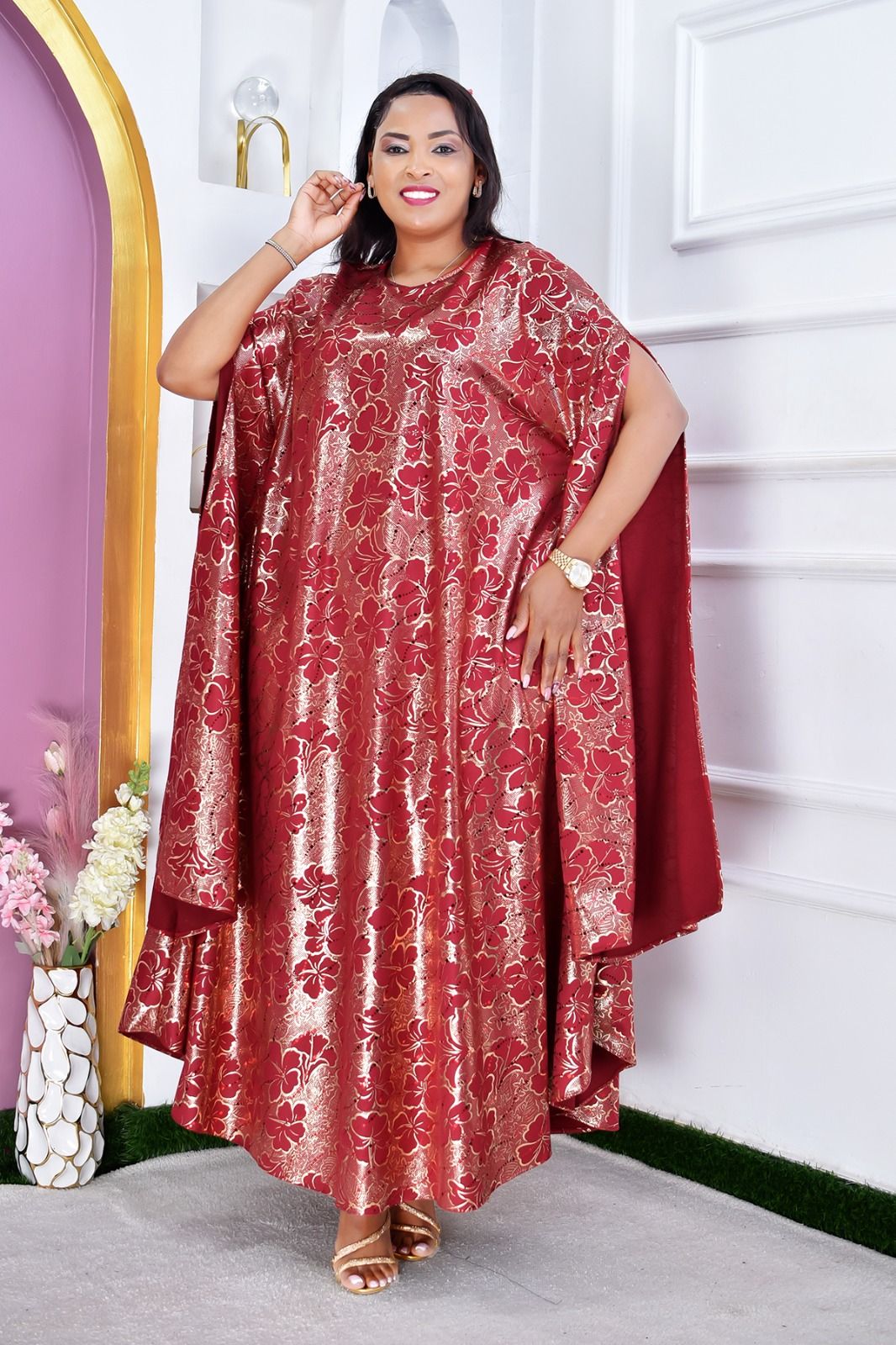 Elegant free-size flowing boubou kaftan dress...