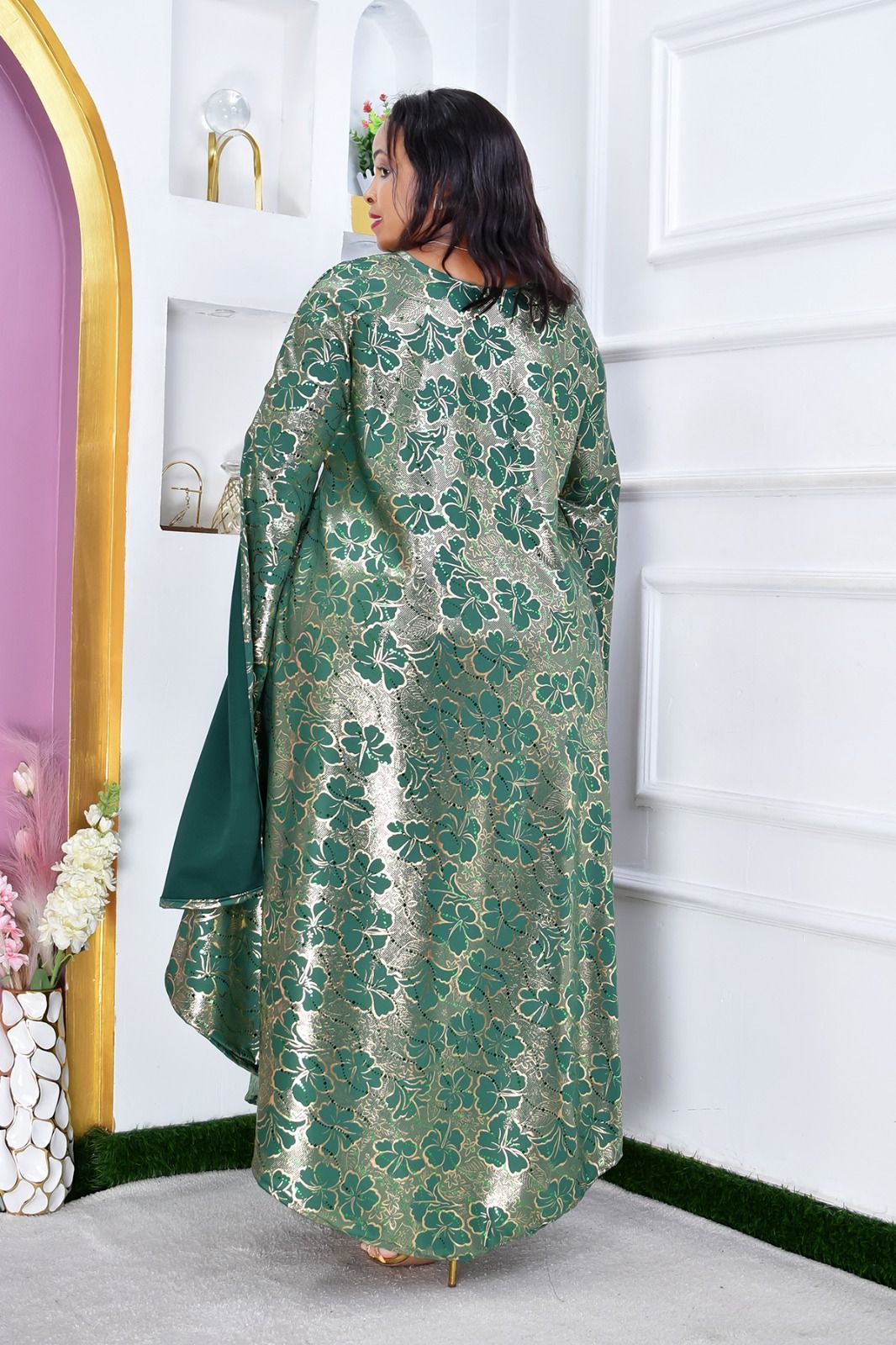Elegant free-size flowing boubou kaftan dress...
