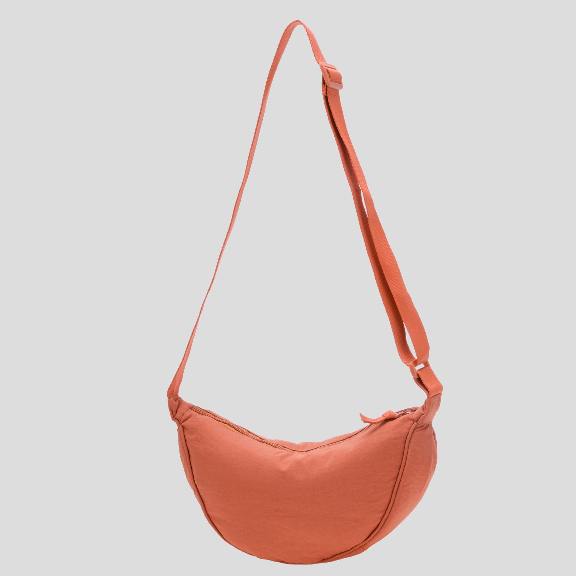 2025 hot selling nylon crescent crossbody bag is suitable for women's bag trendy men's bag, small travel sling bag for the homeless rice white F