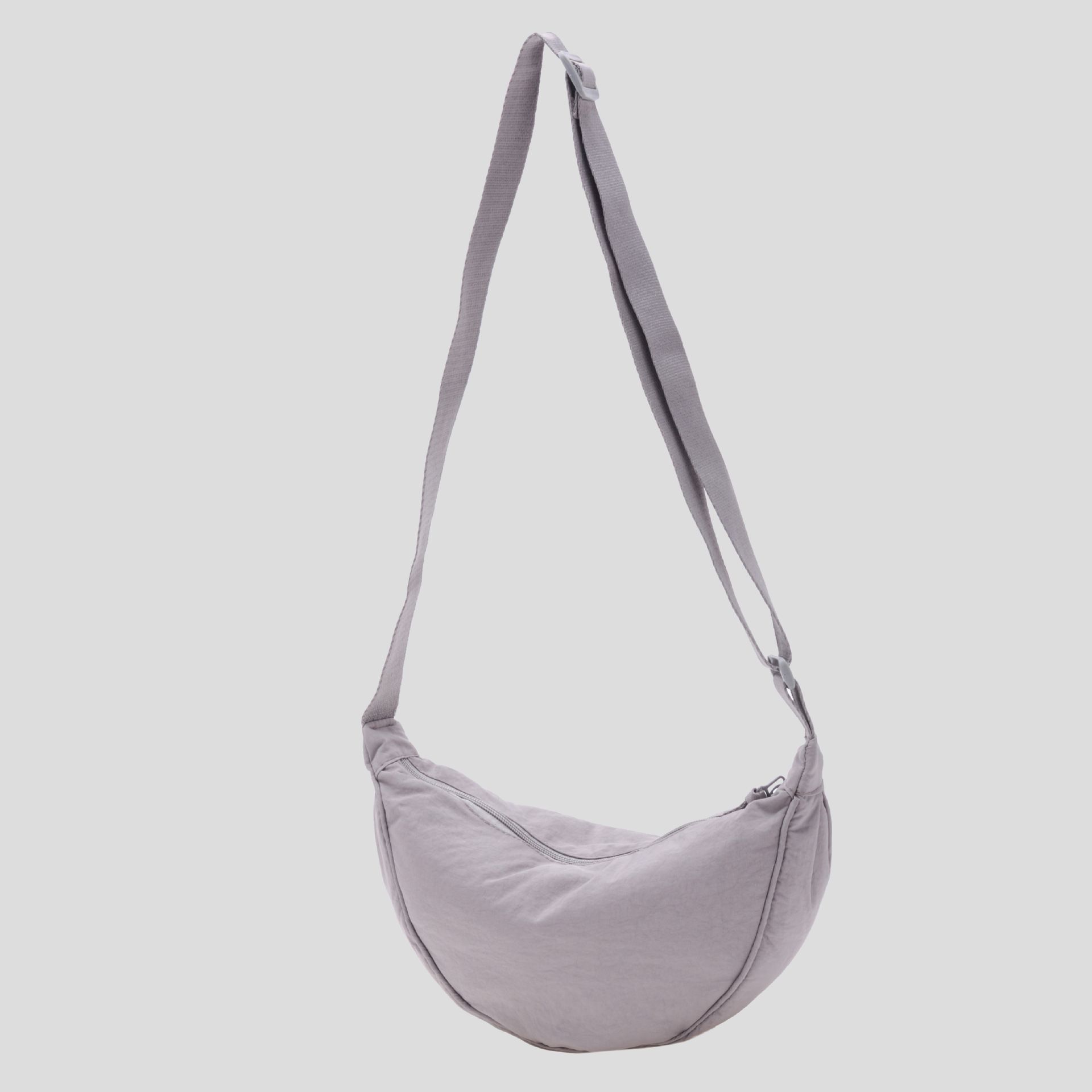 2025 hot selling nylon crescent crossbody bag is suitable for women's bag trendy men's bag, small travel sling bag for the homeless rice white F