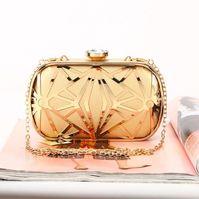 Fashion Luxury Evening Bags Diamond Rhinestone Metal Hollow Wedding Clutch Women's Purse Handbags Wallets Evening Clutch Bag Black one