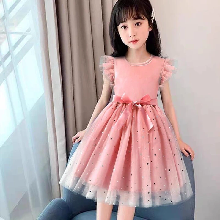 Toddler Girls Tulle Dress Ruffle Sleeveless Summer Baby Girl Fashion Tutu Dresses pink 90cm