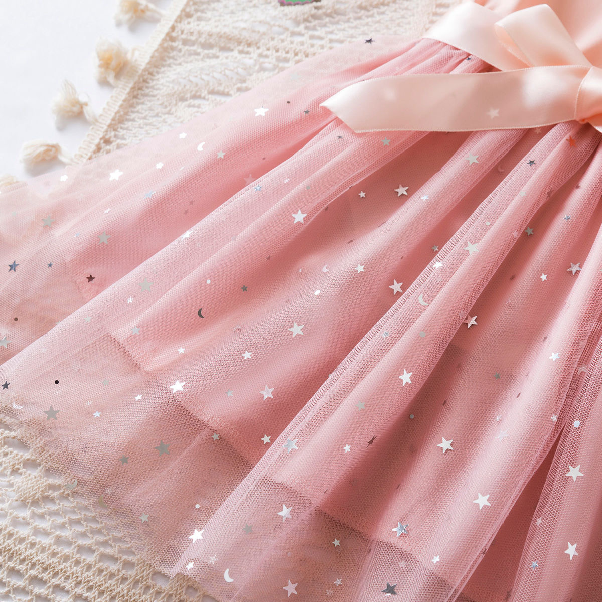 Toddler Girls Tulle Dress Ruffle Sleeveless Summer Baby Girl Fashion Tutu Dresses pink 90cm