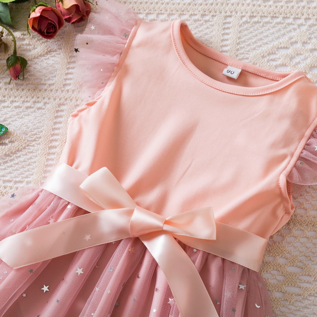 Toddler Girls Tulle Dress Ruffle Sleeveless Summer Baby Girl Fashion Tutu Dresses pink 90cm