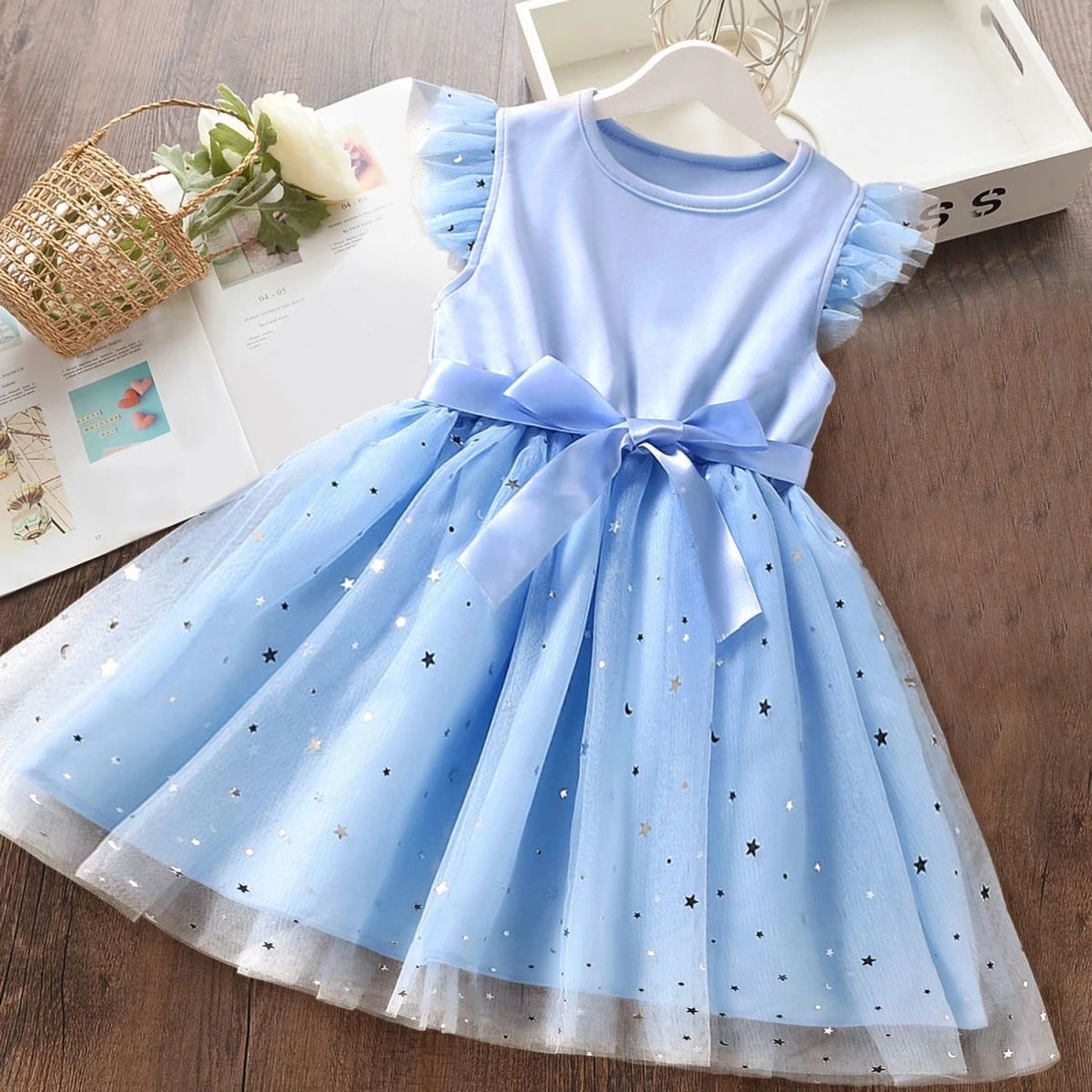 Toddler Girls Tulle Dress Ruffle Sleeveless Summer Baby Girl Fashion Tutu Dresses pink 90cm